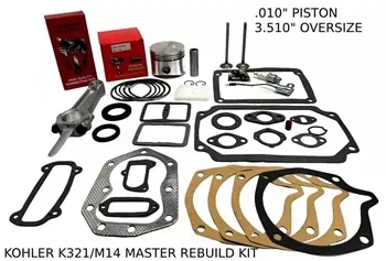 .010" OVERSIZE ENGINE MASTER REBUILD FITS KOHLER K321, M14, VALVES GASKET SET WITH ROD