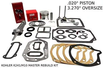 .020" OVERSIZE ENGINE MASTER REBUILD FITS KOHLER K241, M10, VALVES GASKET SET WITH ROD