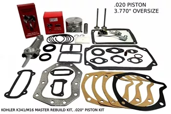 .020" OVERSIZE ENGINE MASTER REBUILD FITS KOHLER K341, M16, VALVES GASKET SET WITH ROD