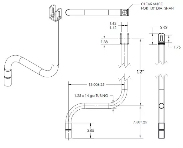 03-211-H Landing Gear Handle 11" Horizontal