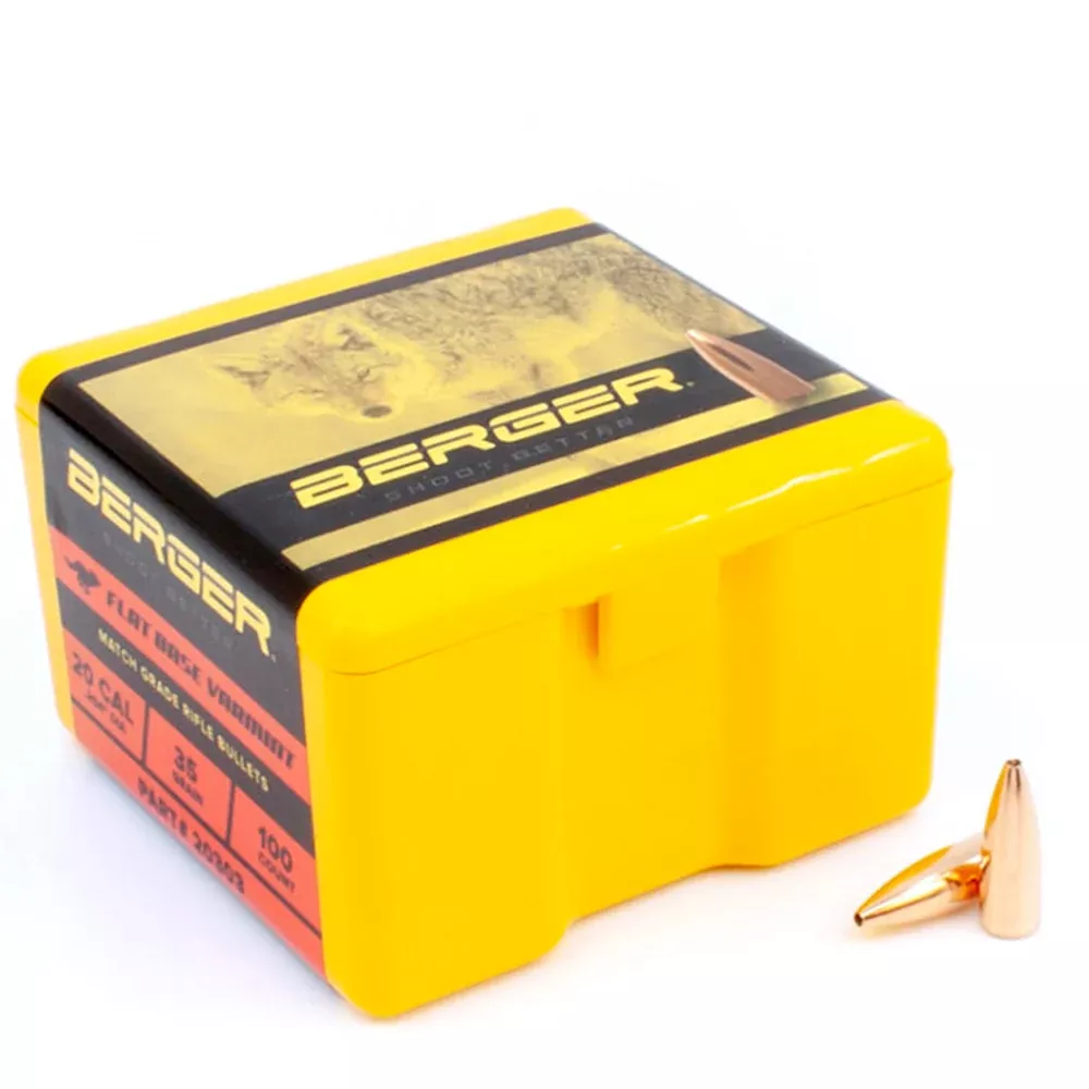 .20 FB Varmint, 35 Grain, Flat Base Hollow Point, 100RD/BX - Berger Bullets
