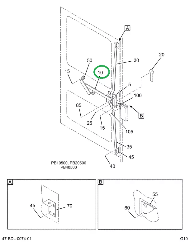 2212301C1 HANDLE-DOOR INSIDE THREE POI