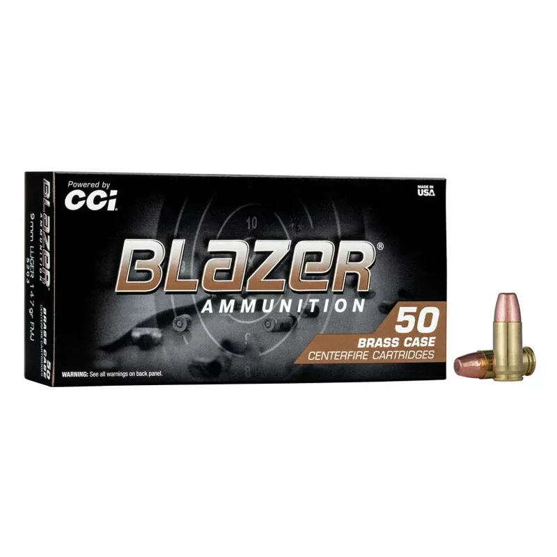9mm Luger - CCi Ammunition - Blazer Ammo, 147GR. FMJ, 50BX