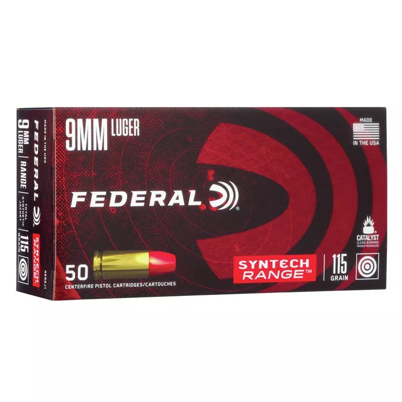 9mm Luger - Federal - American Eagle, Syntech Range, TSJ, 115GR. - 50RD/BX