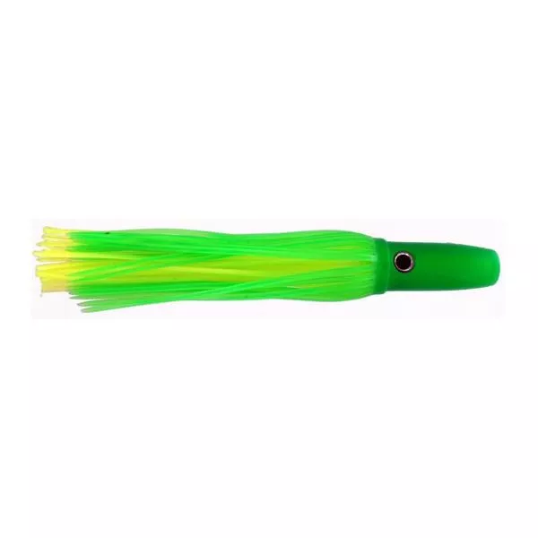 Flat Head Semi-Soft Head Plastic Trolling Lure 8.5 Inch Green and Yellow 2.5 oz