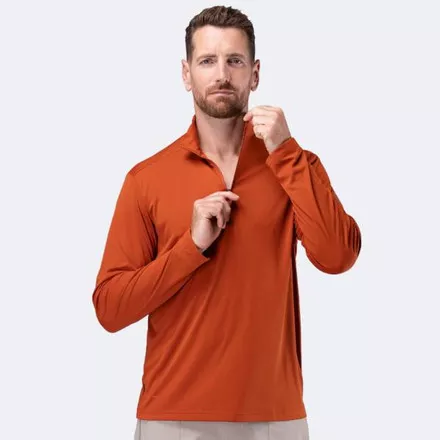 Zhik Mens UVActive 1/4 Zip Long Sleeve Tech Top - Red Earth