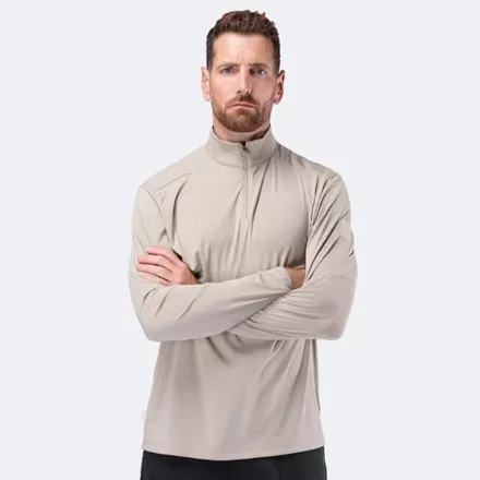 Zhik Mens UVActive 1/4 Zip Long Sleeve Tech Top - Stone